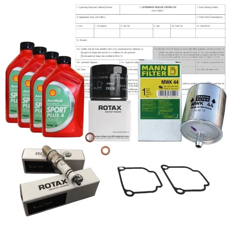 Ausverkauf Servicepaket Rotax 912 (80 / 100 PS) - 200 Stunden Kontrolle nach ROTAX Wartungsplan zertifiziert mit ROTAX Zündkerzen