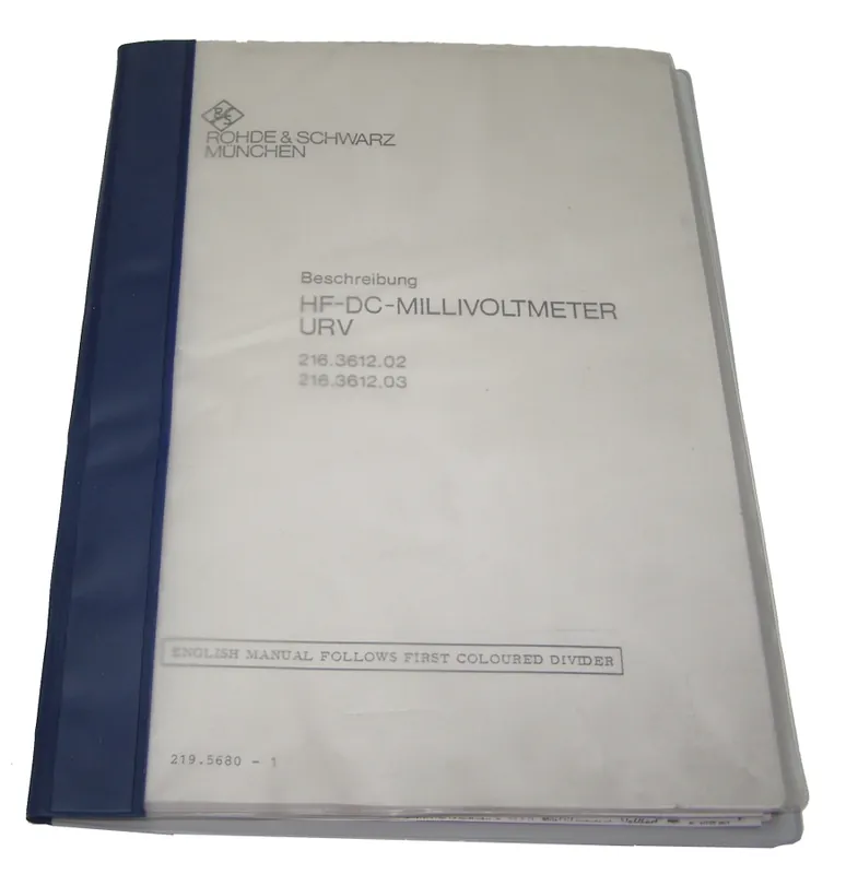 Beschreibung/Handbuch HF-DC-Millivoltmeter URV Highlight