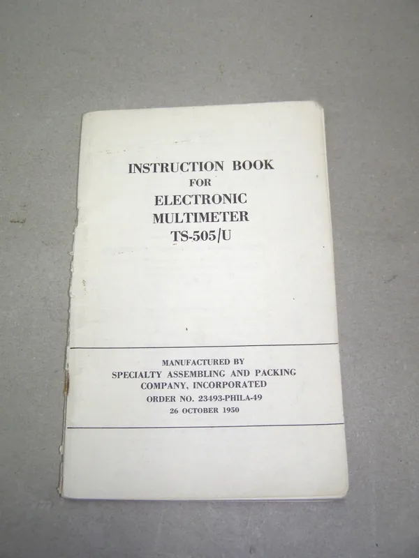 Saisonangebot B.1 Instruction Book for Electronic Multimeter TS-505/U