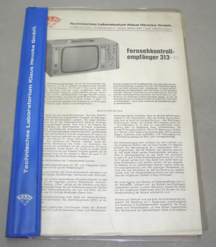 Meistverkauft B.13 Beschreibung TLH Fernsehkontrollempfänger 313-04