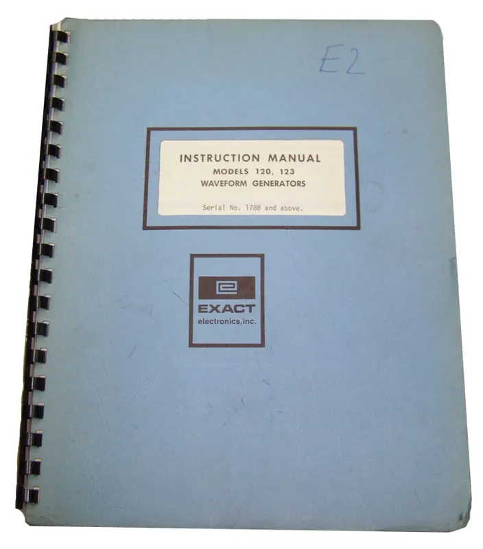 Nur Für Kurze Zeit Instruction Manual Models 120, 123 Waveform Generators