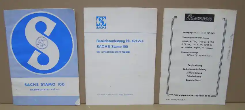 B.90 Original Handbücher "SACHS STAMO 100" (3 Bücher zusammen) Rabatt