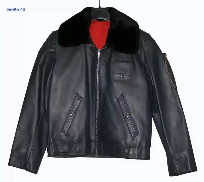 Heißes Angebot T.017 Franz.Piloten-Lederjacke Nachbau mit abnehmbarem Pelzkragen