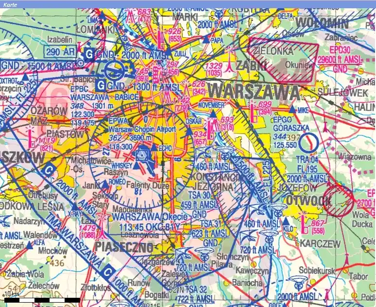 Expressversand ICAO-EP Digitalisierte ICAO-Karten Polen für Flight-Planner