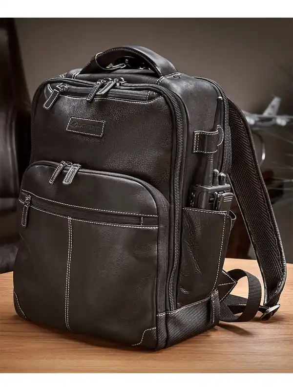 Lightspeed Duke - Pilotenledertasche/-rucksack, schwarz/dunkelbraun Nur Für Kurze Zeit