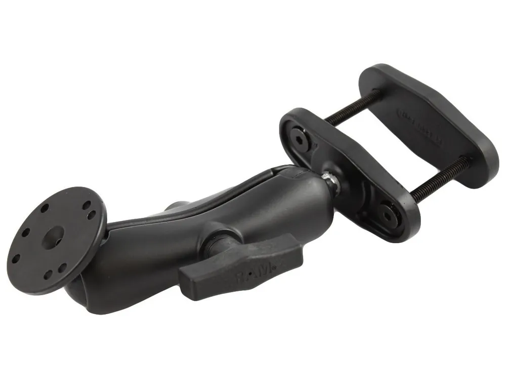 RAM Mounts Set mit Schraubklemme (bis 63,5 mm Breite) - C-Kugel (1,5 Zoll), mittlerer Verbindungsarm, 4-Loch AMPS Abverkauf