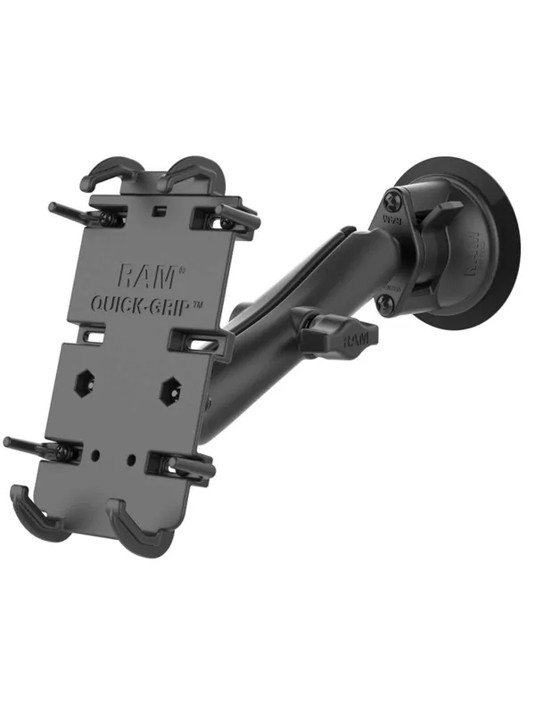 Markenprodukt RAM Mounts Quick-Grip Universal Saugfuss-Halterung für elektronische Geräte - B-Kugel (1 Zoll), langer Verbindungsarm