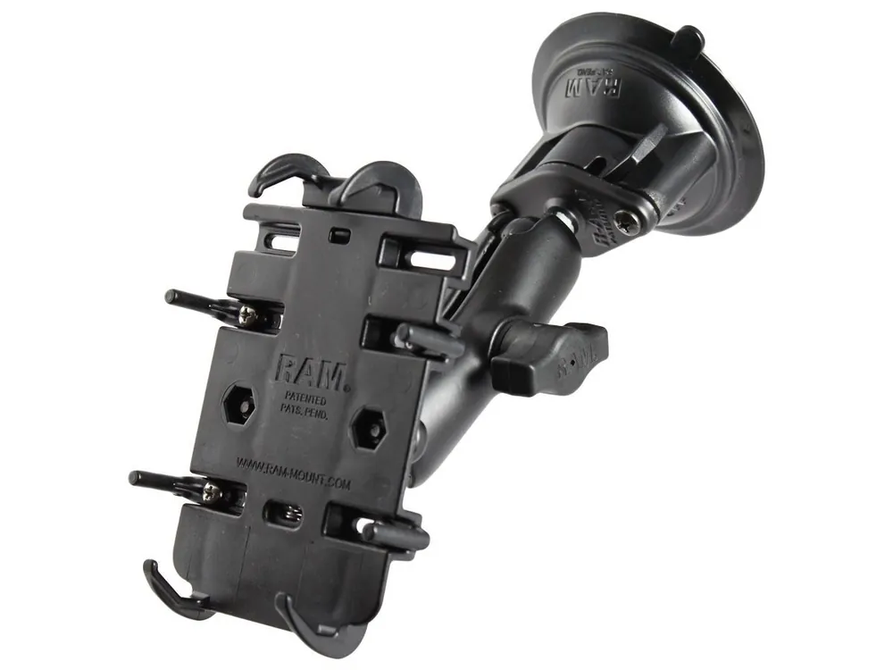 RAM Mounts Universal Saugfuss-Halterung für elektronische Geräte - mittlerer Verbindungsarm, 2x Diamond-Basisplatte (Trapez), Halteschale, B-Kugel (1 Schneller Versand