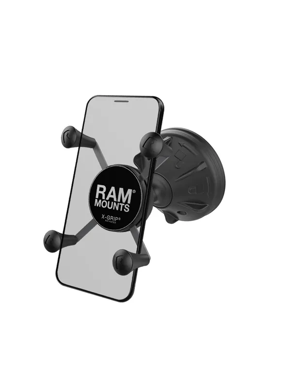 RAM Mounts Mighty Buddy Saugfuss-Halterung mit X-Grip Halteklammer für Smartphones bis 82,6 mm Breite - direkte Anbindung Heißes Angebot