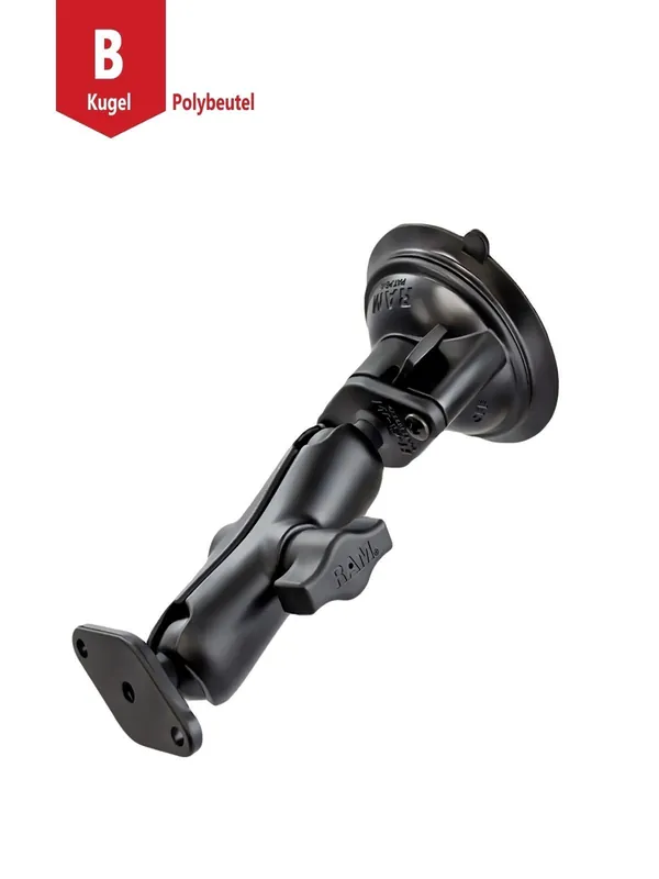 RAM Mounts Saugfuss-Set mit Diamond-Anbindung - mittlerer Verbindungsarm, 2x Diamond-Basisplatte (Trapez), B-Kugel (1 Zoll), im Polybeutel Knallerangebot