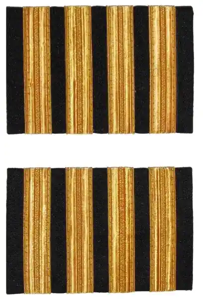 Premium Rangabzeichen Flugkapitän - Schulterstreifen für Piloten, vier Streifen, goldfarben Angebot