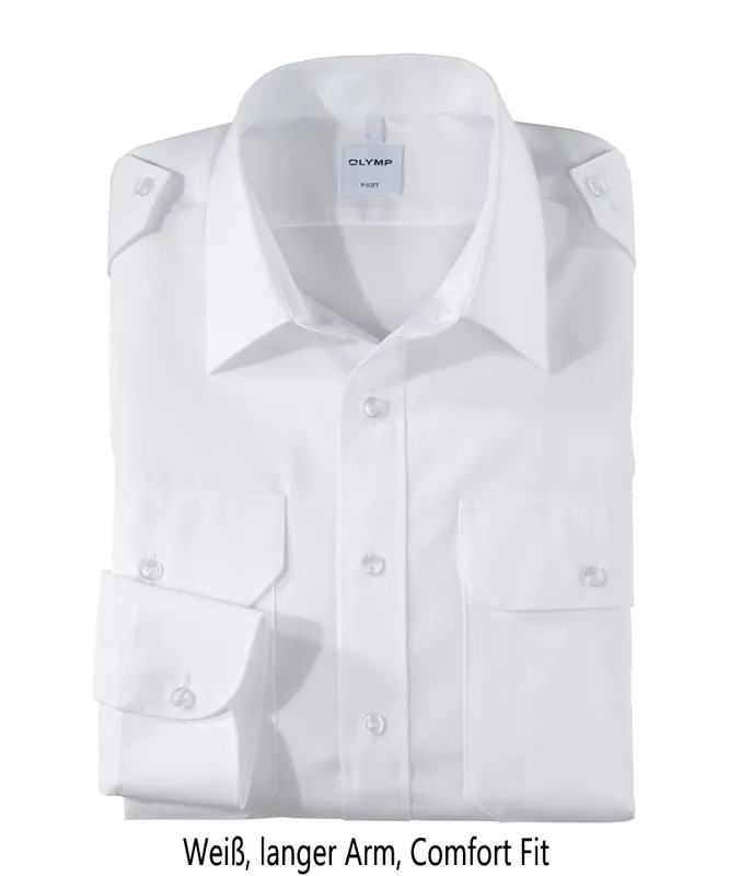 Markenware Pilotenhemd weiß - langer Arm, comfort fit, Gr. 40
