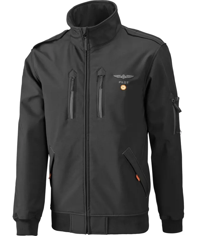Pilotenjacke General Aviation, Softshell, schwarz, Wasser abweisend, winddicht - inkl. Warnweste Finale Aktion