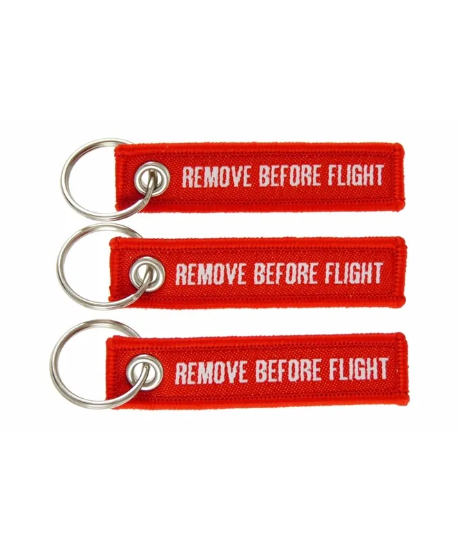 Preiswert Mini-Schlüsselanhänger REMOVE BEFORE FLIGHT - 3er-Set, rot