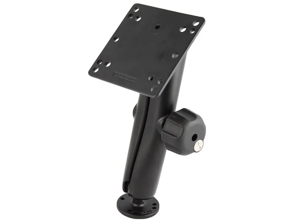 RAM Mounts Aufbau-Set - C-Kugel (1,5 Zoll), runde Basisplatte (AMPS), langer Verbindungsarm mit Sicherungsschloss, VESA-Platte Geprüft