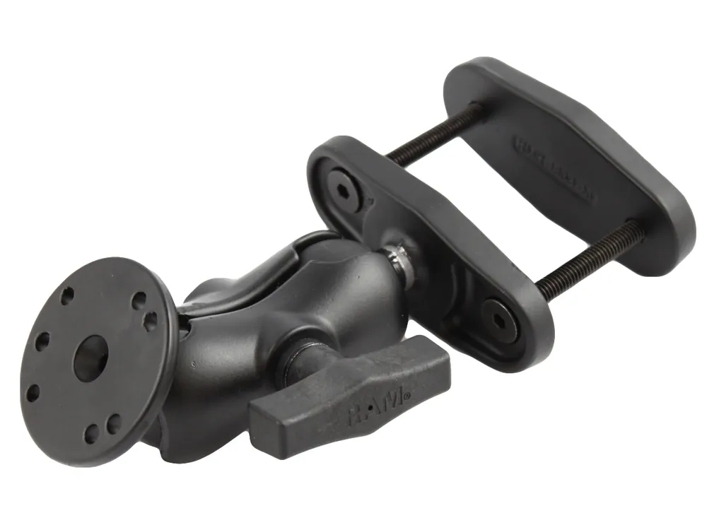 Markenprodukt RAM Mounts Schraubklemmen-Set - Schraubklemme (bis 63,5 mm Breite), kurzer Verbindungsarm, runde Basisplatte (AMPS), C-Kugel (1,5 Zoll), im Polybeutel