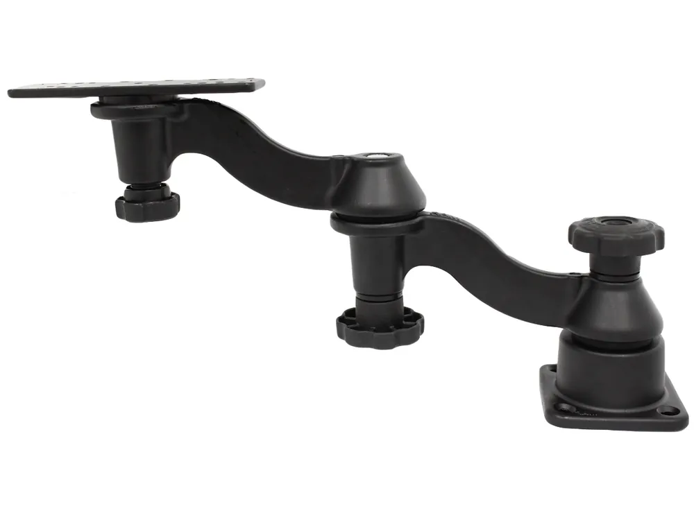 RAM Mounts Doppel-Schwenkarm für Marine-GPS - Horizontal-Basis, rechteckige Universal-Platte (ca. 158 x 50 mm, diverse Lochraster), im Polybeutel Top-Seller