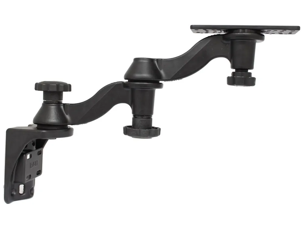 Bestpreis RAM Mounts Doppel-Schwenkarm für vertikale Wandbefestigung - Vertikal-Basis, rechteckige Universal-Platte (ca. 158 x 50 mm, diverse Lochraster), im Po
