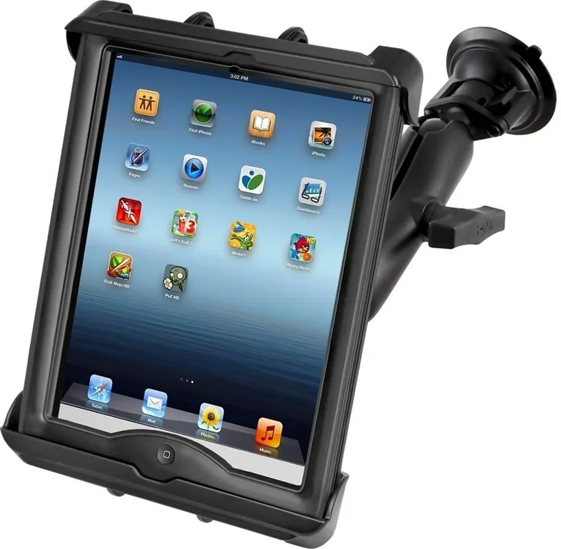 RAM Mounts Saugfuss-Halterung für 10 Zoll Tablets - mittlerer Verbindungsarm, Diamond-Basisplatte (Trapez), runde Basisplatte, Tab-Tite Halteschale C- Meistverkauft