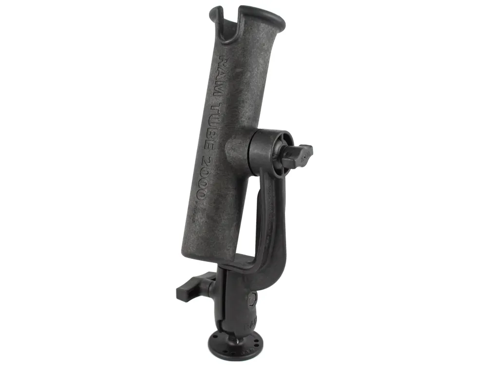 RAM Mounts Tube 2000 Flöten-Halterung für Angelruten mit runder Basisplatte (AMPS) - Salzwasser tauglich, Ratchet-System, C-Kugel (1,5 Zoll), im Polyb Neu