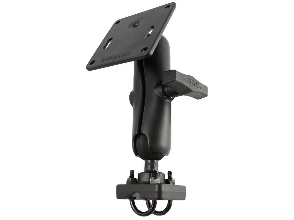 RAM Mounts Set für Lenker/Rohre - Doppel-Klemmschelle, mittlerer Verbindungsarm, VESA-Platte (75 x 75 mm Lockraster), C-Kugel (1,5 Zoll), im Polybeute Wochenendangebot