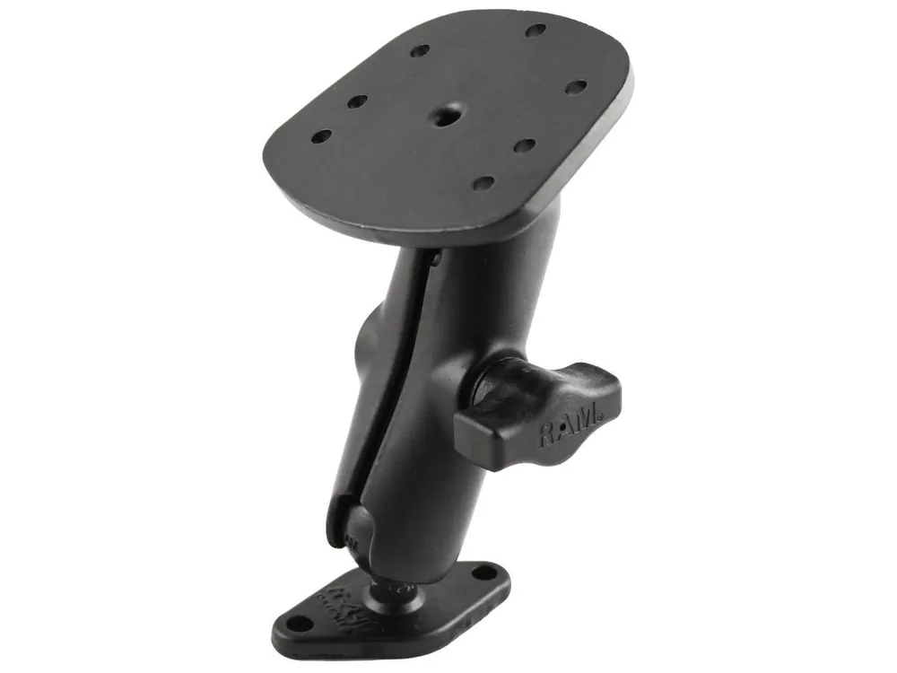 RAM Mounts Marine-Aufbauhalterung Humminbird Piranha - B-Kugel (1 Zoll), Diamond-Basisplatte (Trapez), mittlerer Verbindungsarm, Adapterplatte Geprüft