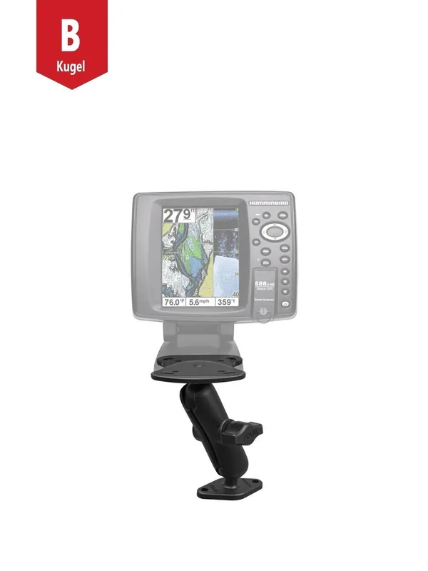 Super-Preis RAM Mounts Marine-Aufbauhalterung Humminbird/Apelco - B-Kugel (1 Zoll), Diamond Basisplatte (Trapez), mittlerer Verbindungsarm, Adapterplatte