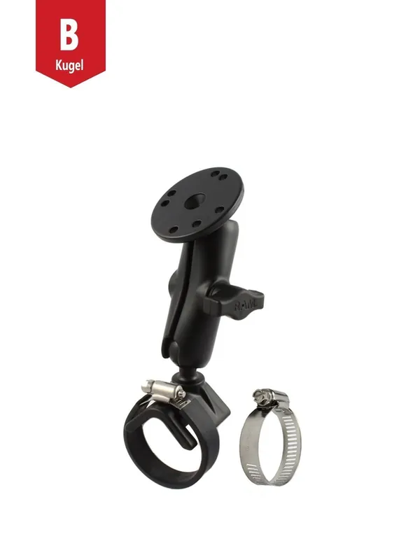Angebot RAM Mounts Set - B-Kugel (1 Zoll), Rohrschelle, mittlerer Verbindungsarm, runde Basisplatte (AMPS)