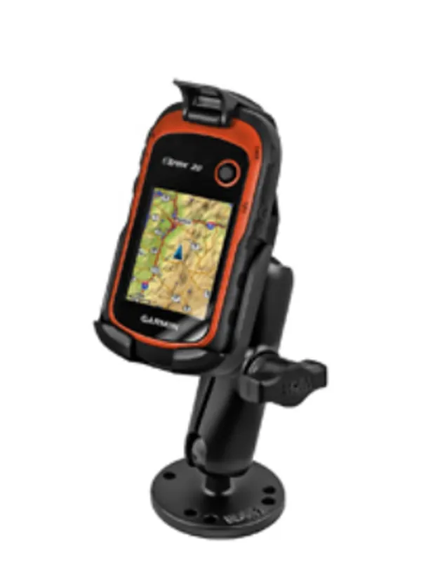 RAM Mounts Aufbau-Kompletthalterung für Garmin eTrex 10/20/30 Serie - mit runder Basisplatte (AMPS), B-Kugel (1 Zoll) Geprüft