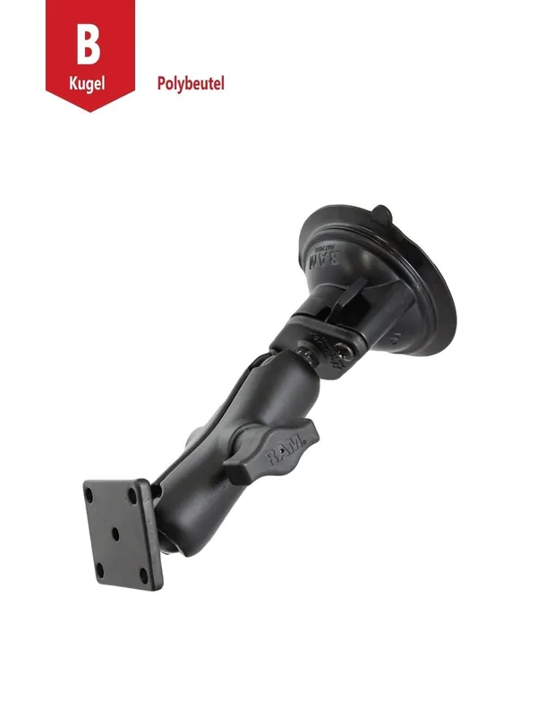 RAM Mounts Saugfuss-Set - Diamond-Basisplatte (Trapez), mittlerer Verbindungsarm, rechteckige Basisplatte, B-Kugel (1 Zoll), im Polybeutel Preisreduziert