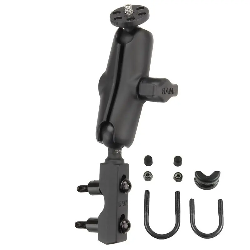 RAM Mounts Motorrad-Kamerahalterung mit 1/4"-20 Gewindestift - mit Basisbefestigung für Lenker/Bremse/Kupplung, B-Kugel (1 Zoll), im Polybeutel Super-Preis