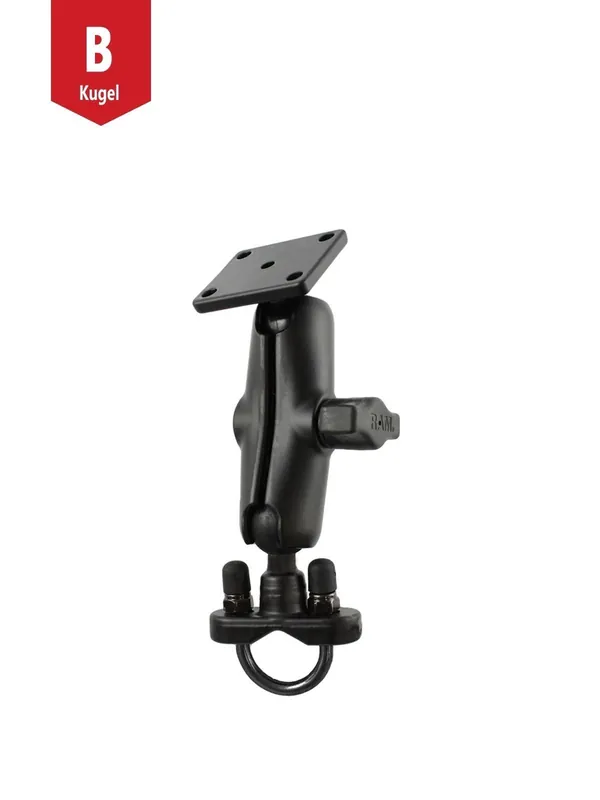 Top-Angebot RAM Mounts Motorrad-Set - B-Kugel (1 Zoll), Rohr-Klemme, mittlerer Verbindungsarm, rechteckige Basisplatte (AMPS)