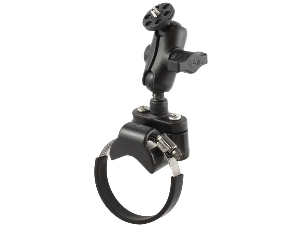 Ausverkauf RAM Mounts Kamera-Halterung (kurz) Lenker/Rohre mit 1/4"-20 Gewindestift - mit Klemmschelle, B-Kugel (1 Zoll), im Polybeutel