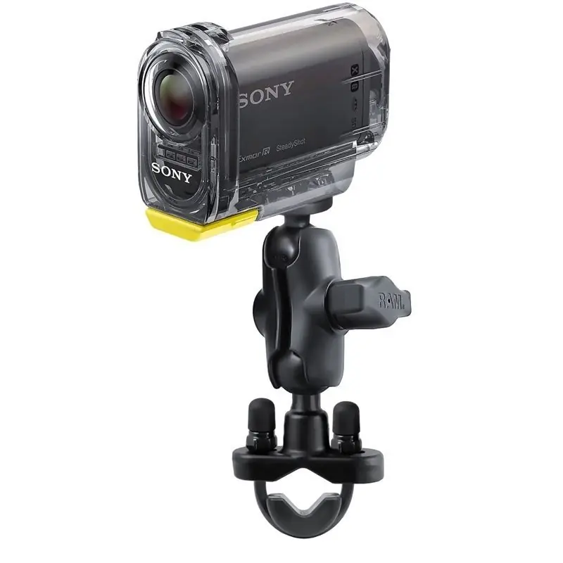 RAM Mounts Kamerahalterung (kurz) für Lenker/Rohre mit 1/4"-20 Gewindestift - mit Klemmschelle, B-Kugel (1 Zoll), im Polybeutel Direkt Vom Hersteller