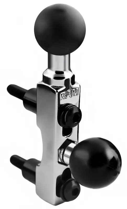 RAM Mounts Chrom-Basisbefestigung für Motorräder (Lenker/Bremse/Kupplung) mit zweiter Kugel - B-Kugel (1 Zoll), im Polybeutel Finale Aktion