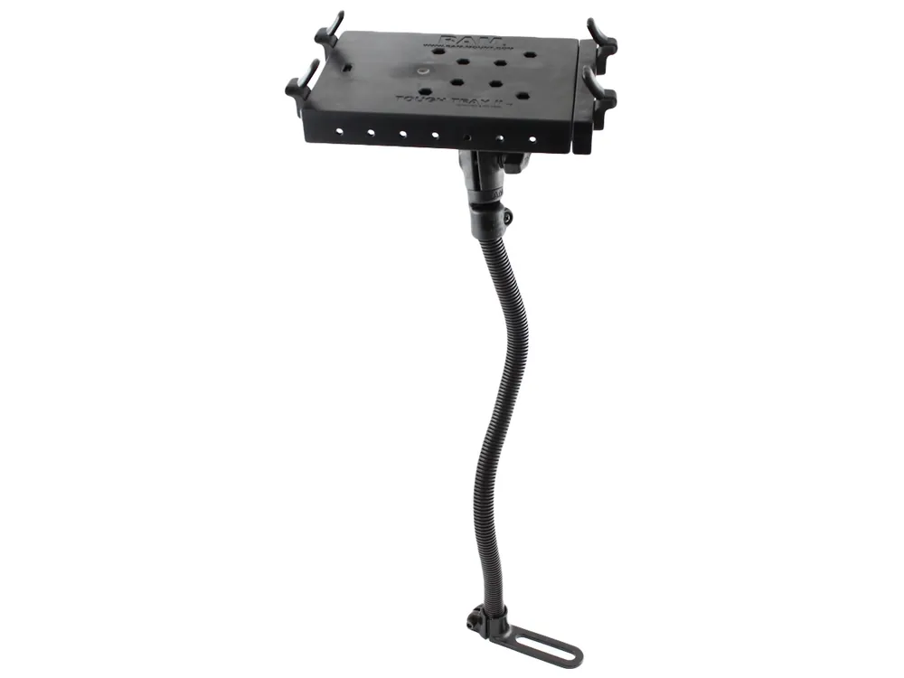 RAM Mounts Pod I Sitzschienen-Halterung mit Tough Tray II Laptop-/Drucker-Halteschale - flexibler Stab (ca. 450 mm), runde Basisplatte (AMPS), Haltesc Schnäppchen