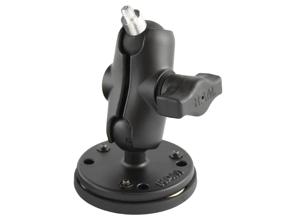 RAM Mounts Aufbau-Kamerahalterung (kurz, magnetisch) mit 1/4"-20 Gewindestift - mit runder Basisplatte (AMPS, mit Magnetunterbau), B-Kugel (1 Zoll), i Zertifiziert