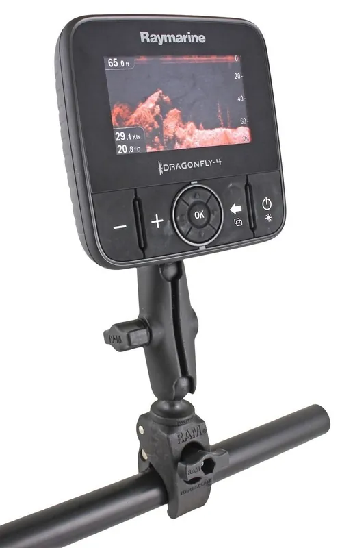 RAM Mounts Tough-Claw Marinehalterung - B-Kugel (1 Zoll), Tough-Claw klein (Durchmesser 15,9-29,0 mm), mittlerer Verbindungsarm (ca. 90 mm), Raymarine Preiswert