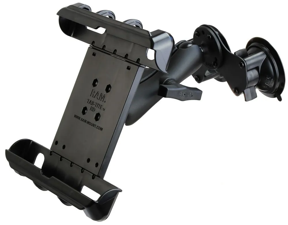 RAM Mounts Doppel-Saugfuss-Halterung für 10 Zoll Tablets - C-Kugel (1,5 Zoll), mittlerer Verbindungsarm, 2x runde Basisplatte (AMPS), Tab-Tite Haltesc Sofort Bestellen