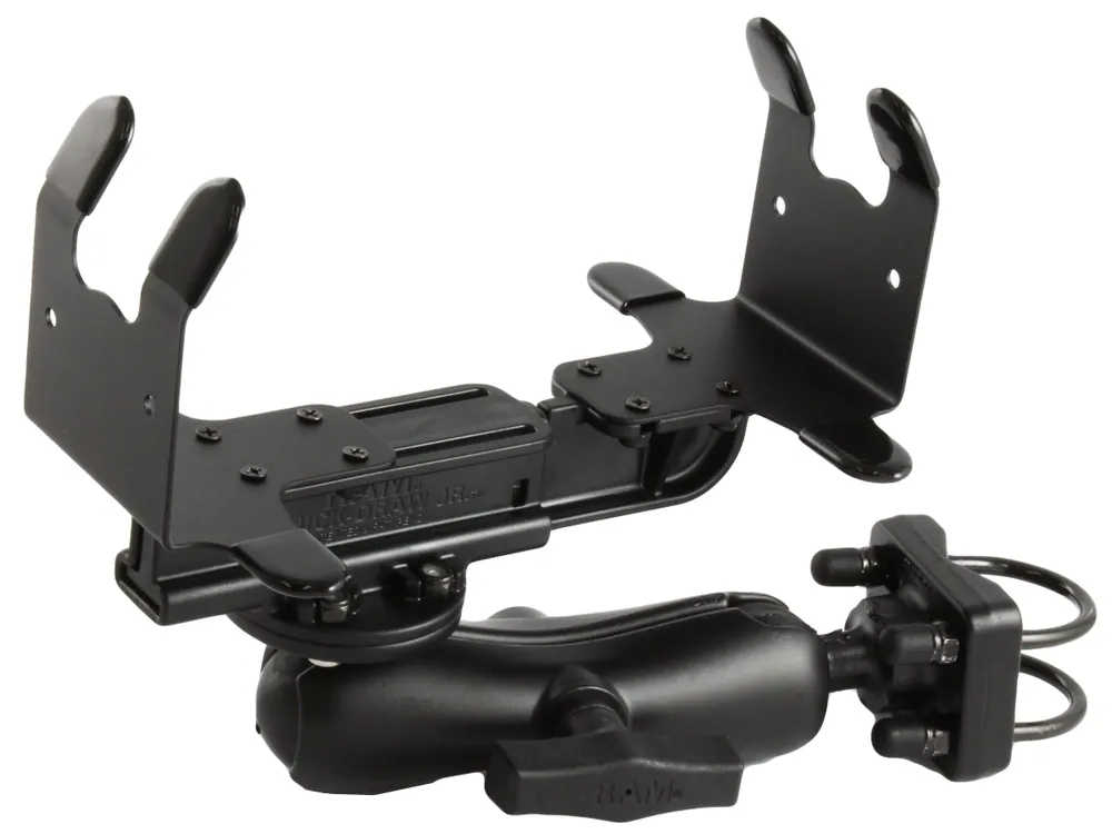 Zertifiziert RAM Mounts Drucker-Rohrhalterung für portable Drucker - Doppel-Klemmschelle, mittlerer Verbindungsarm, runde Basisplatte (AMPS), C-Kugel (1,5 Zoll)