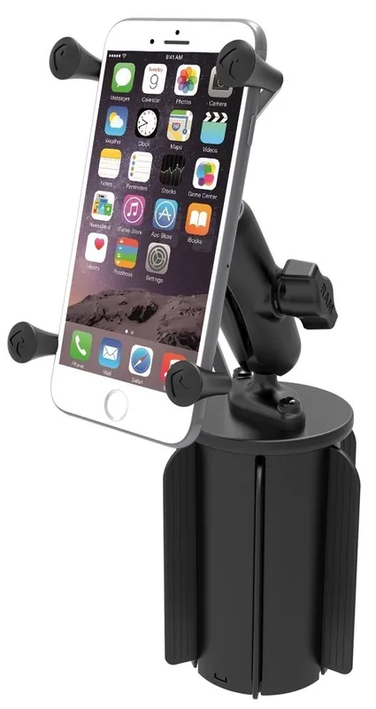 Geprüft RAM Mounts Fahrzeug-Halterung mit X-Grip Halteklammer für Smartphones bis 82,6 mm Breite - B-Kugel (1 Zoll), Basis für Getränkehalter
