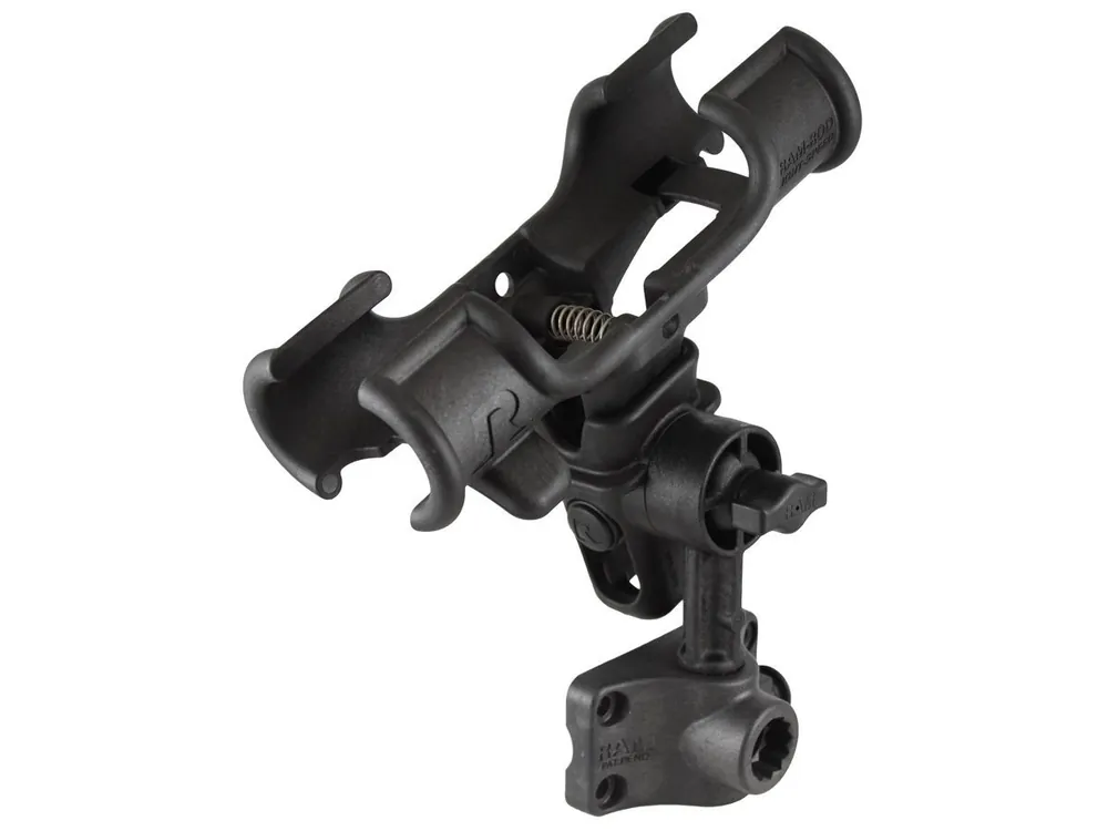 Neu RAM Mounts Rod Light Speed Angelrutenhalterung mit vertikaler Doppel-Bulkhead-Basis - Spline Post Stift (ca. 100 mm), Ratchet-System, im Polybeutel