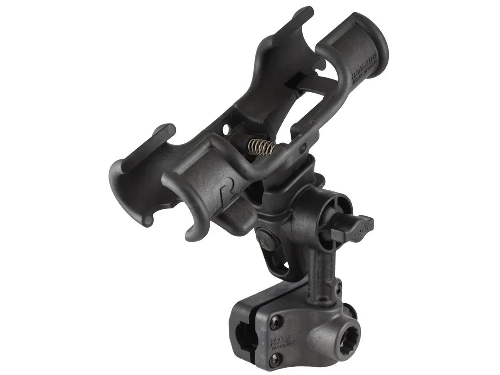 Super-Preis RAM Mounts Rod Light Speed Angelrutenhalterung mit Bulkhead-Adapter für Rohre - Spline Post Stift (ca. 100 mm), Ratchet-System, vertikale Doppel-Bulkh