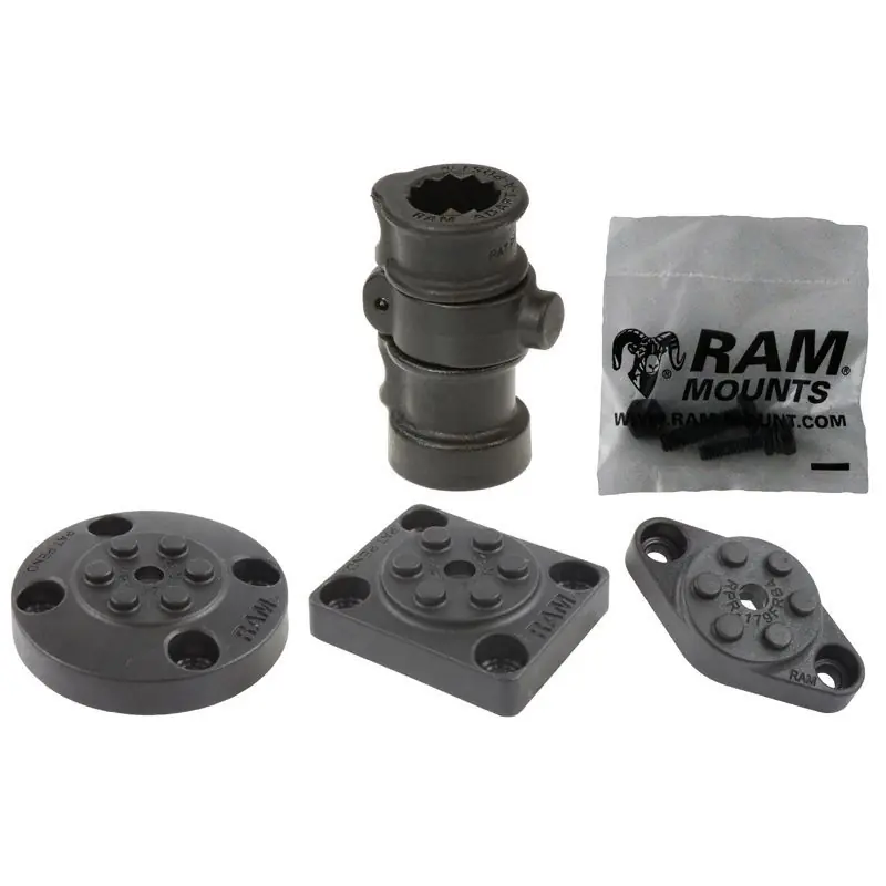 RAM Mounts Adapt-A-Post Verbundstoff Einsteckbasis mit 3 Grundplatten (rechteckig, rund, Trapez) - Schrauben-Set, im Polybeutel Schnäppchen