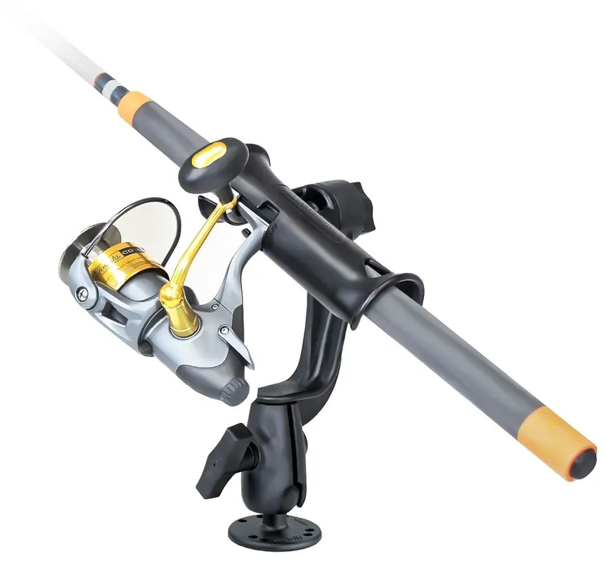 RAM Mounts Verbundstoff-Angelrutenhalter Tube Jr. mit mit Ratchet-Arm u. runder Basisplatte (AMPS) - C-Kugel (1,5 Zoll), Ratchet-System Schneller Versand