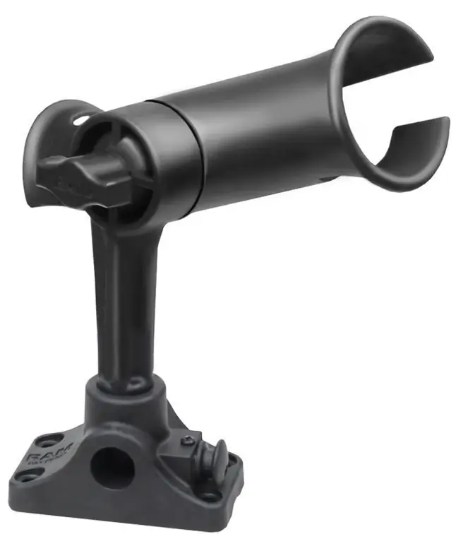 Neue Ware RAM Mounts Verbundstoff-Angelrutenhalter Tube Jr. mit Spline Post u. Bulkhead-Bodenbasis - kurzer Spline Post Stift (ca. 100 mm), Ratchet-System, im P