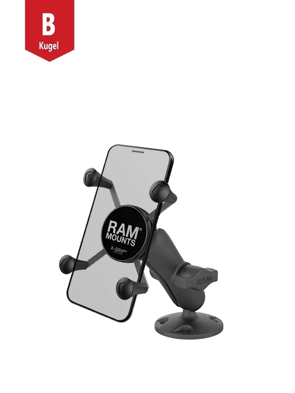 Top-Angebot RAM Mounts Verbundstoff Aufbau-Halterung mit X-Grip Halteklammer für Smartphones bis 82,6 mm Breite - B-Kugel (1 Zoll)