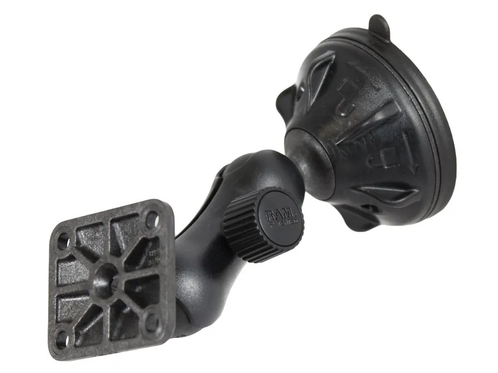RAM Mounts Verbundstoff Saugfuss-Set - kurzer Verbindungsarm (ca. 50 mm), rechteckige Basisplatte (Trapez), B-Kugel (1 Zoll), im Polybeutel Garantierte Lieferung