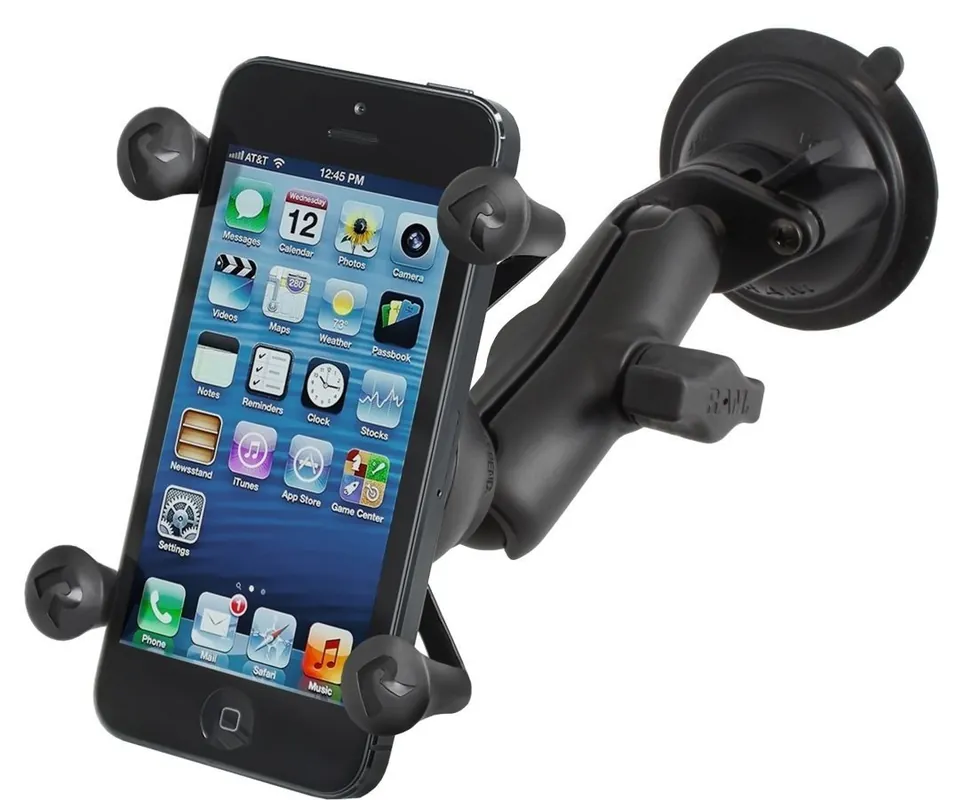 Super-Preis RAM Mounts Verbundstoff Saugfuss-Halterung mit X-Grip Halteklammer für Smartphones bis 82,6 mm Breite - B-Kugel (1 Zoll), mittlerer Verbindungsarm (ca