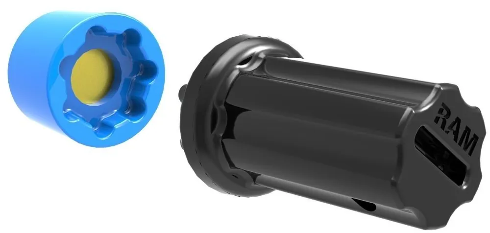 Preisreduziert RAM Mounts Pin-Lock Inlet und Adapter (7-Pin) - für D-/E-Kugel Verbindungsarme, 5/16"-18 Innengewinde, im Polybeutel